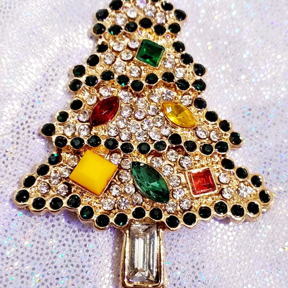 Gold-plated multicolored crystal Christmas tree pendant necklace - Picture 10 of 12